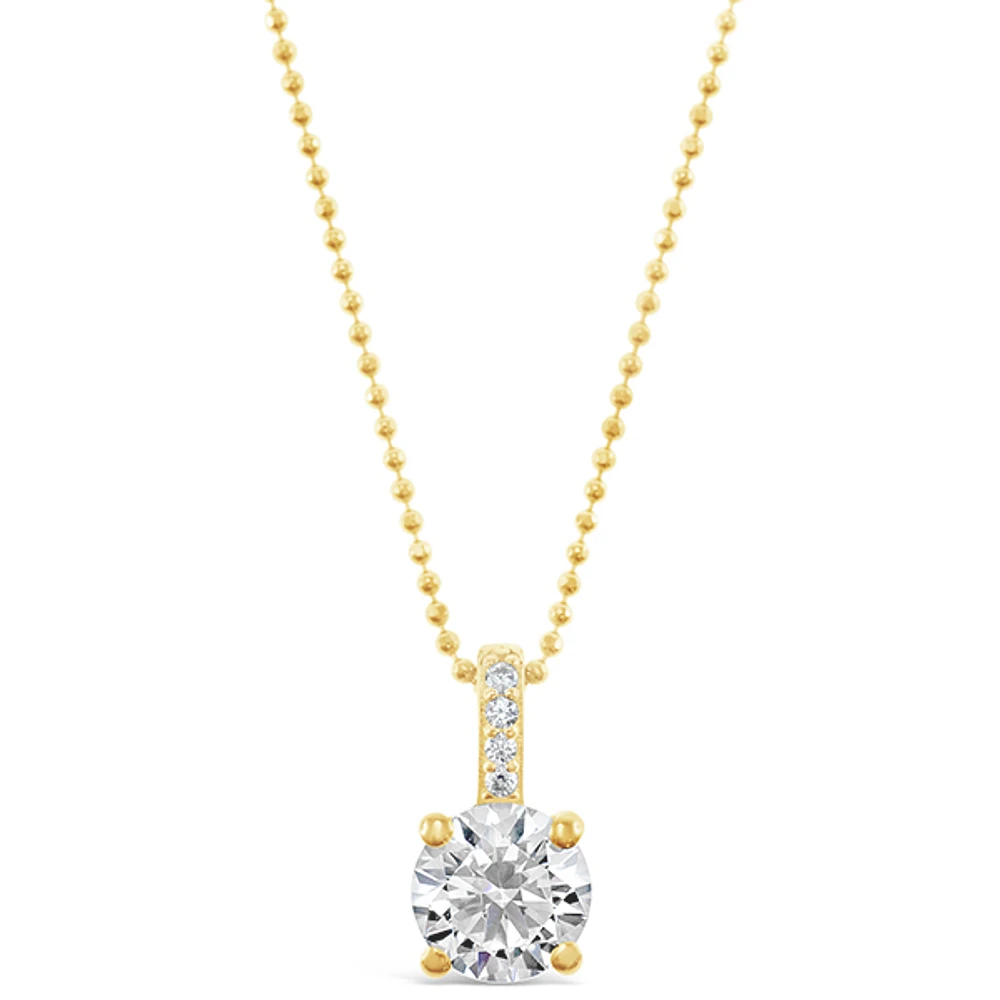 Gold Plated Sterling Silver Round Cubic Zirconia Necklace 147702
