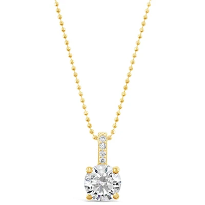 Gold Plated Sterling Silver Round Cubic Zirconia Necklace 147702