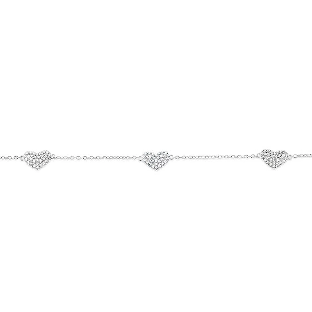 Sterling Silver Cubic Zirconia Heart Bracelet 145005