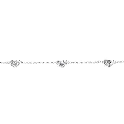 Sterling Silver Cubic Zirconia Heart Bracelet 145005