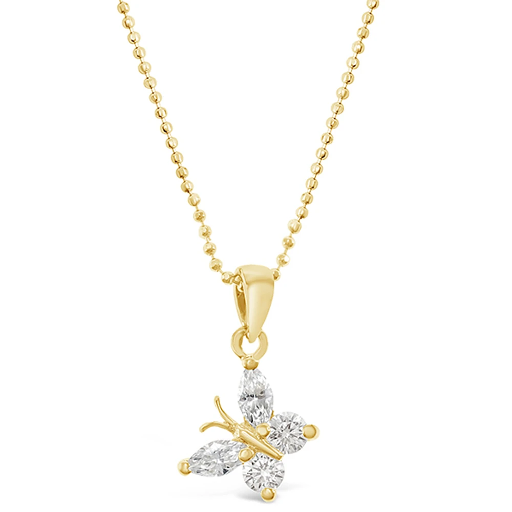 Gold Plated Sterling Silver Cubic Zirconia Butterfly Necklace 143353