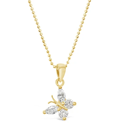 Gold Plated Sterling Silver Cubic Zirconia Butterfly Necklace 143353