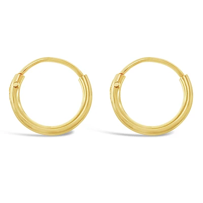 Gold Plated Sterling Silver Plain 10mm Hoops Earrings 133176