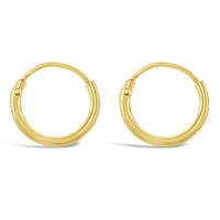 Gold Plated Sterling Silver Plain 10mm Hoops Earrings 133176