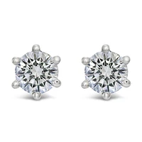 Sterling Silver Cubic Zirconia 8 Hearts 8 Arrows 7mm 6 Claws  Studs 122629
