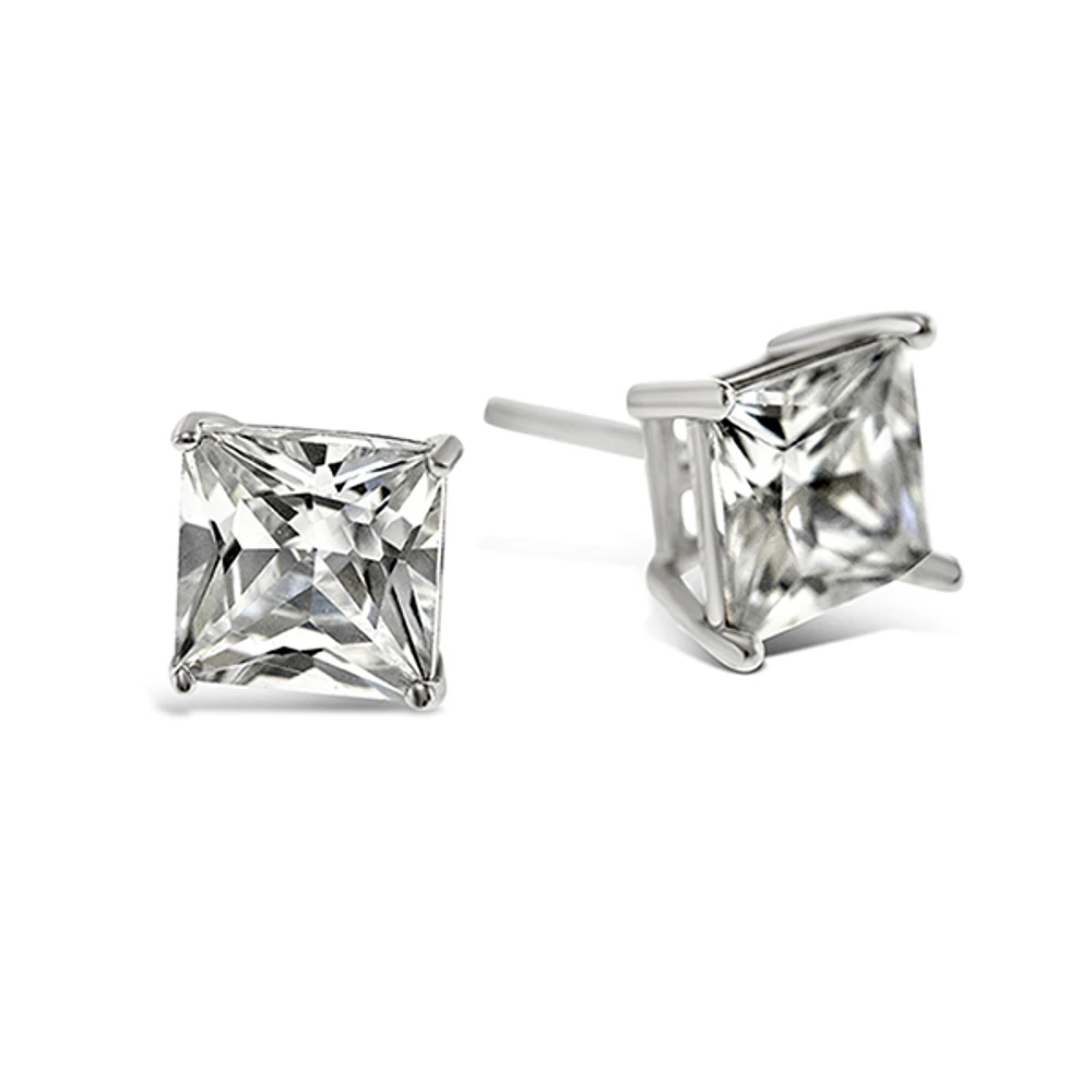 Sterling Silver Cubic Zirconia Square 4mm Studs 9001466