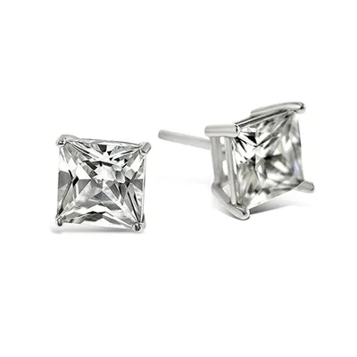 Sterling Silver Cubic Zirconia Square 4mm Studs 001466