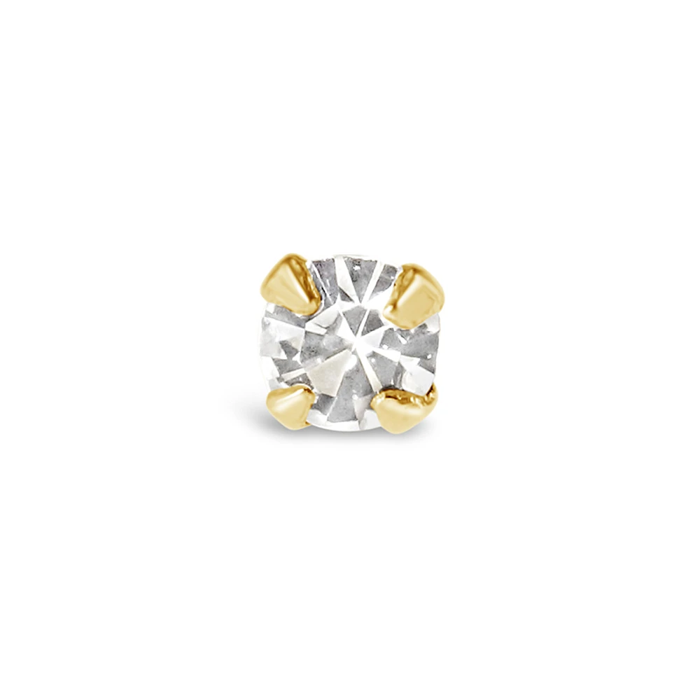 Gold Plated Sterling Silver Crystal 1.5mm Ball End Nose Stud 136696