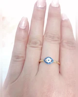 Gold Plated Sterling Silver Cubic Zirconia Evil Eye Ring 139427