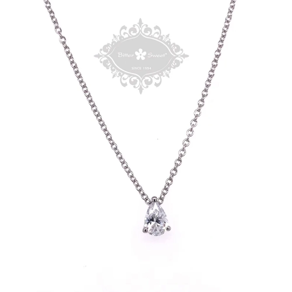 Sterling Silver Cubic Zirconia Teardrop Necklace 143484