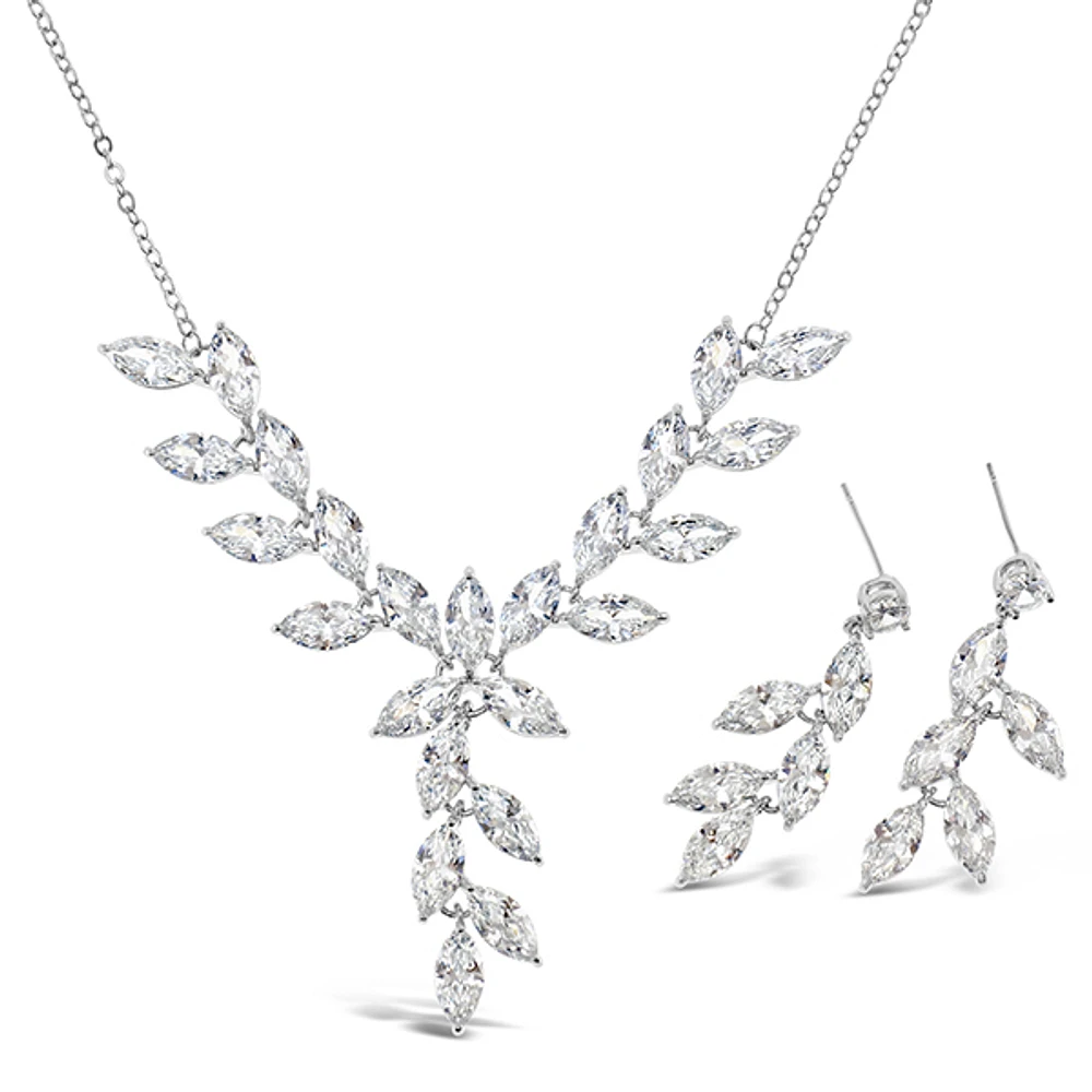 Bridal Silver Cubic Zirconia Necklace & Earrings Set 142904