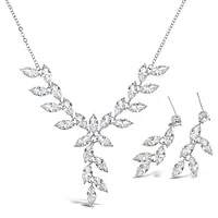 Bridal Silver Cubic Zirconia Necklace & Earrings Set 142904