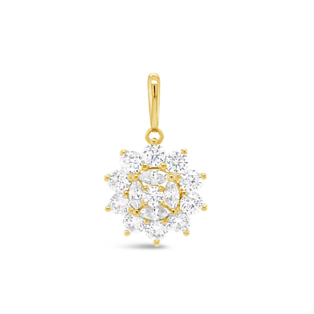 10k Yellow Gold Cubic Zirconia Flower Pendant