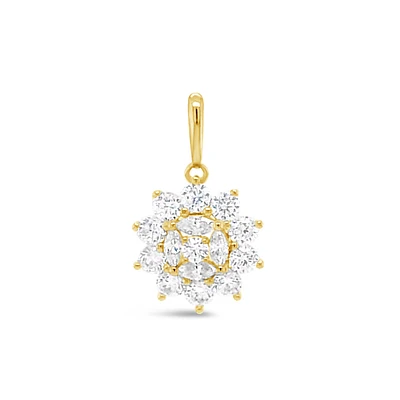 10k Yellow Gold Cubic Zirconia Flower Pendant