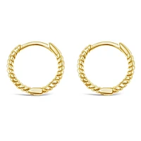 Gold Plated Sterling Silver Twist Huggie Earrings 144882