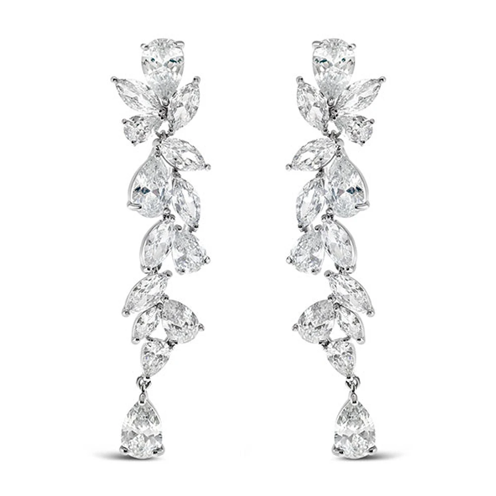 Bridal Silver Cubic Zirconia Drop Earrings 142879
