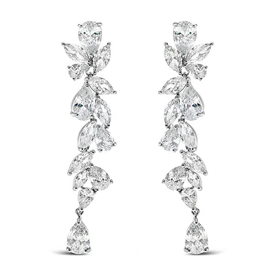 Bridal Silver Cubic Zirconia Drop Earrings 142879