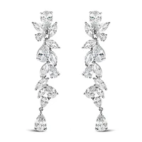 Bridal Silver Cubic Zirconia Drop Earrings 142879