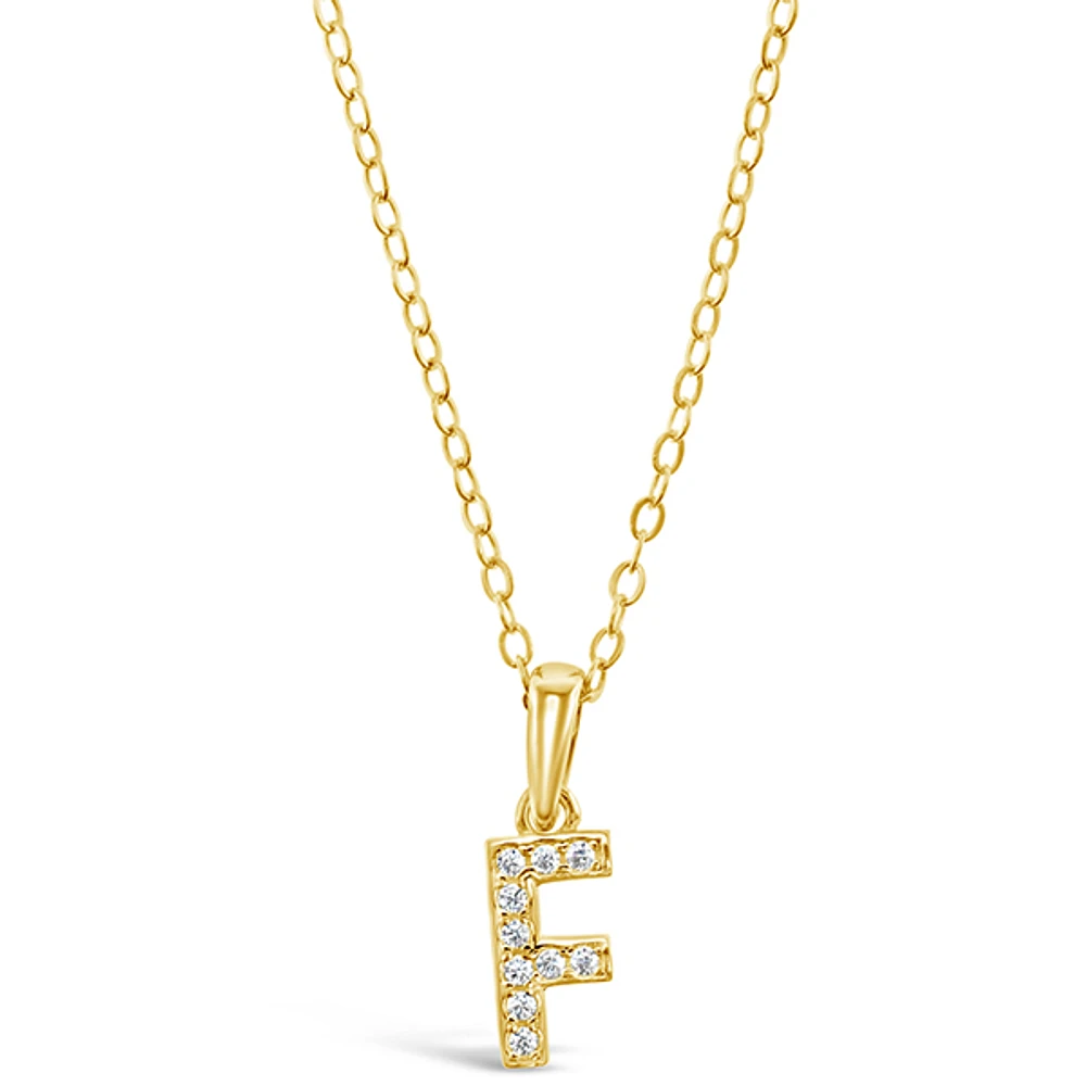 Gold Plated Sterling Silver Cubic Zirconia Initial F Necklace 147938