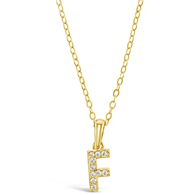 Gold Plated Sterling Silver Cubic Zirconia Initial F Necklace 147938