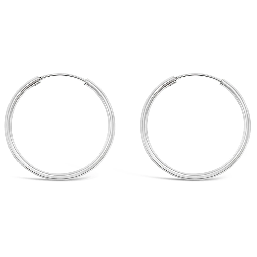 Sterling Silver Plain 40mm Hoops Earrings 141815