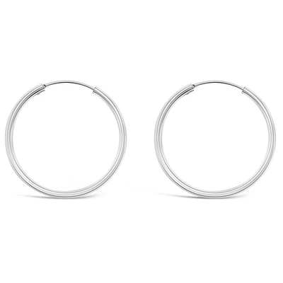 Sterling Silver Plain 40mm Hoops Earrings 141815