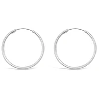 Sterling Silver Plain 40mm Hoops Earrings 141815