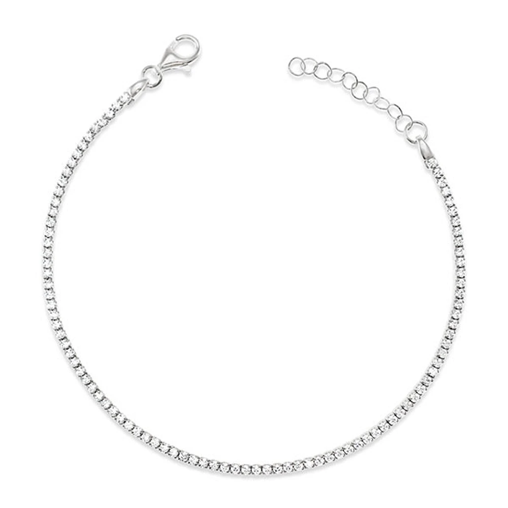 Sterling Silver 1mm Cubic Zirconia Tennis Bracelet 145013