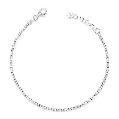 Sterling Silver 1mm Cubic Zirconia Tennis Bracelet 145013