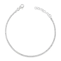 Sterling Silver 1mm Cubic Zirconia Tennis Bracelet 145013