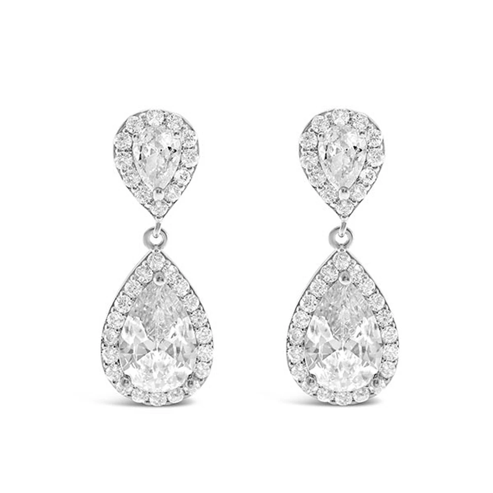 Bridal Silver Cubic Zirconia Drop Earrings 145946