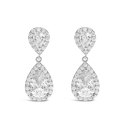 Bridal Silver Cubic Zirconia Drop Earrings 145946