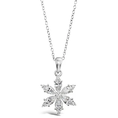 Sterling Silver Snow Flake Cubic Zirconia Necklace 144392