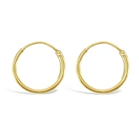 Gold Plated Sterling Silver Plain 12mm Hoops Earrings 133177