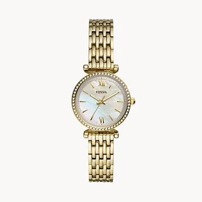 Fossil Carlie Mini Three-Hand Gold-Tone Stainless-Steel Watch 140904