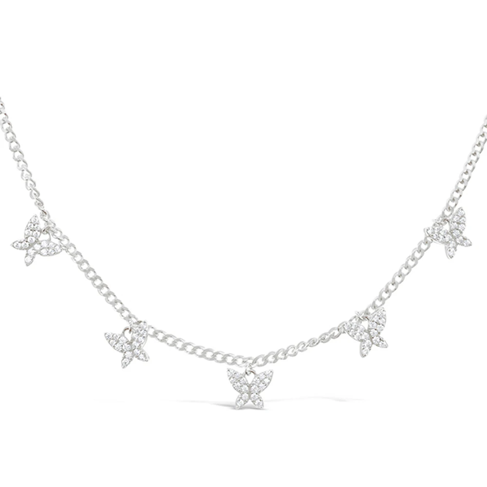 Sterling Silver Cubic Zirconia Butterfly Necklace