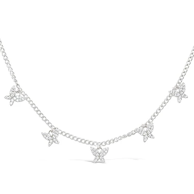 Sterling Silver Cubic Zirconia Butterfly Necklace