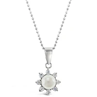 Sterling Silver Cubic Zirconia Pearl Necklace