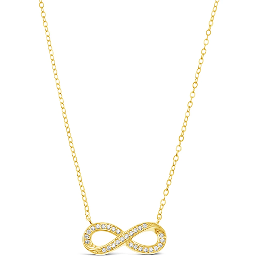 Gold Plated Sterling Silver Cubic Zirconia Infinity Necklace