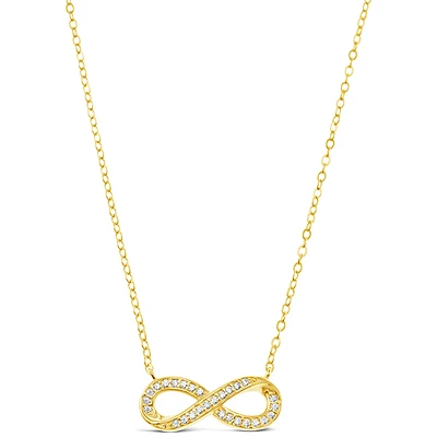 Gold Plated Sterling Silver Cubic Zirconia Infinity Necklace 150514