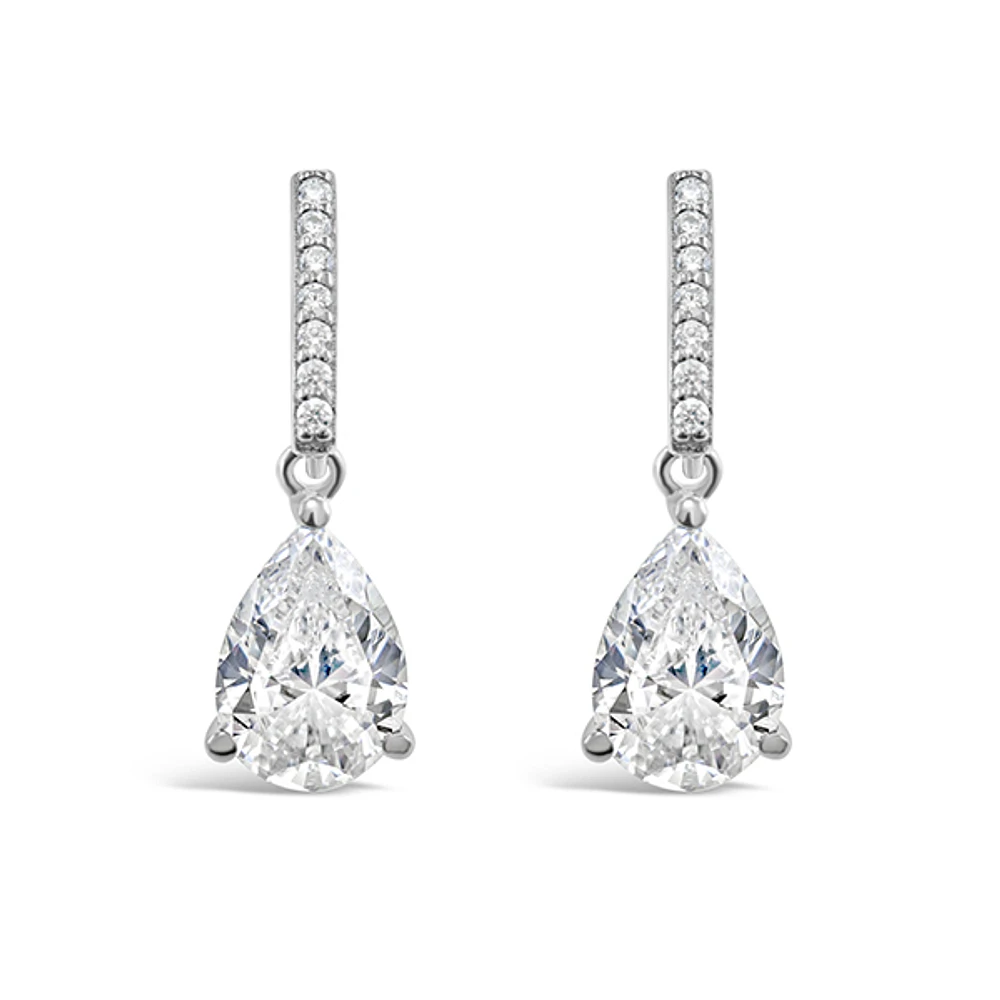 Sterling Silver Teardrop Cubic Zirconia Drop Earrings 147699