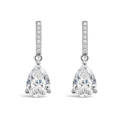 Sterling Silver Teardrop Cubic Zirconia Drop Earrings 147699