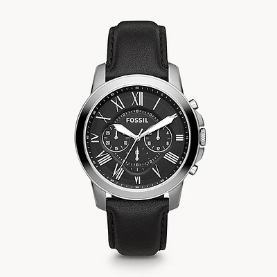 Fossil Grant Chronograph Black Leather Watch 147086