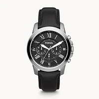 Fossil Grant Chronograph Black Leather Watch 147086