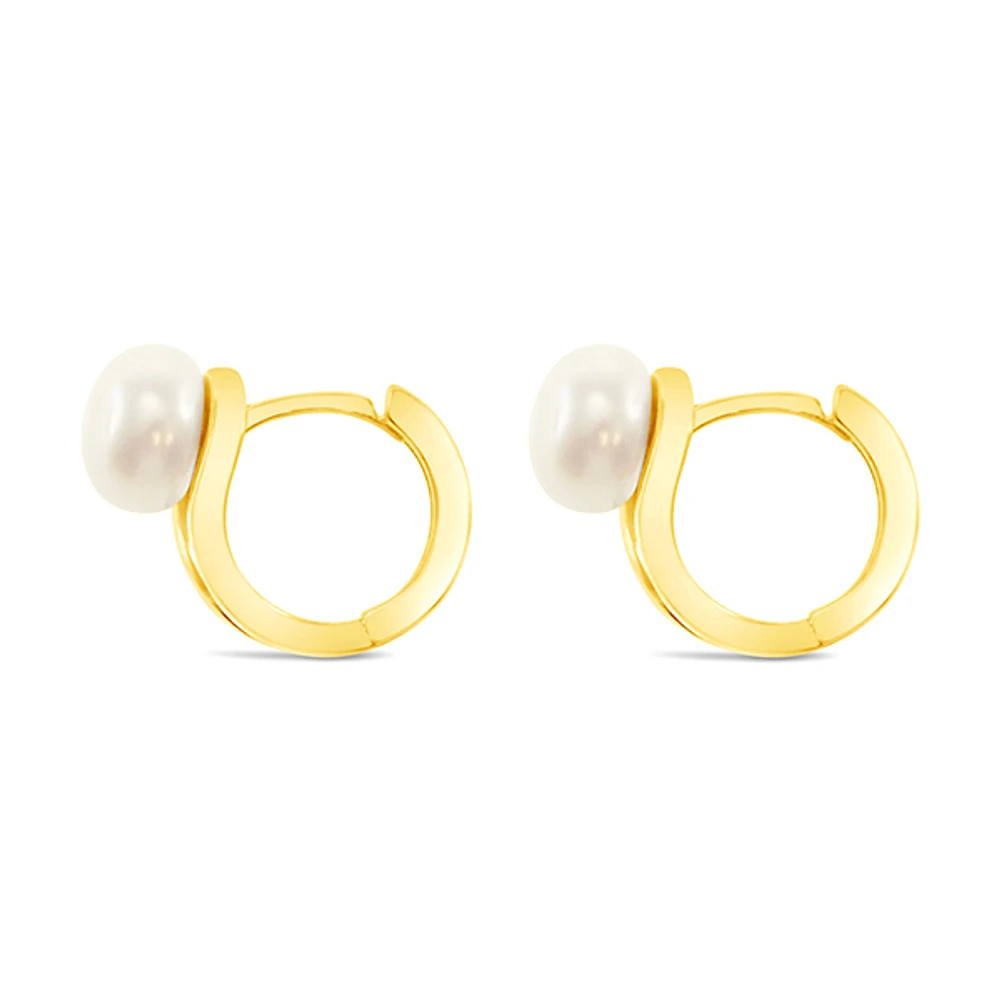 Gold Plated Sterling Silver Pearl Earrings 152293