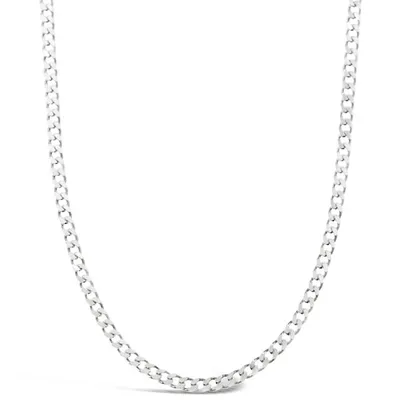 Sterling Silver 3mm Cuban Link Chain Necklace 144369-370-371-372