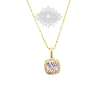 Gold Plated Sterling Silver Cubic Zirconia Square Necklace 143468