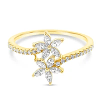 Gold Plated Sterling Silver Flower Cubic Zirconia Ring 153111