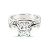 Sterling Silver Cubic Zirconia Square Cushion Set Ring 125806