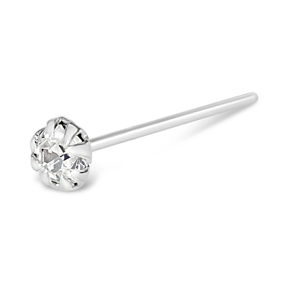 Sterling Silver Crystal 2mm Straight Nose Stud 136702